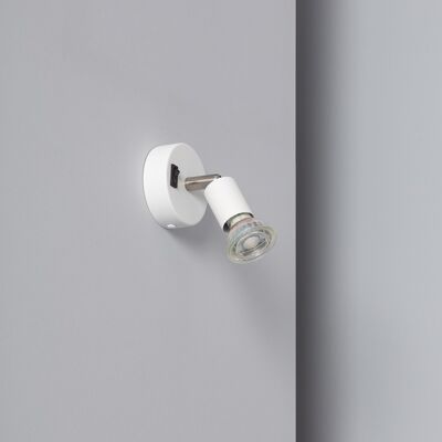 Ledkia Lampada da Parete Orientabile in Alluminio con Interruttore 1 Faretto Oasis Bianco Bianco