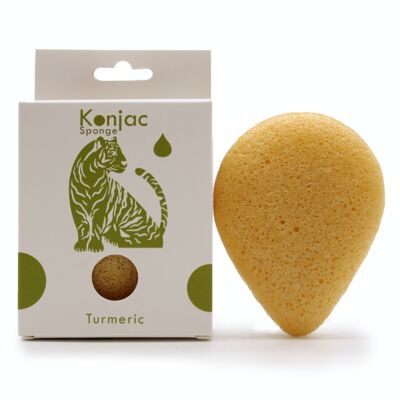 TKong-04 - Éponge Konjac Teardrop - Curcuma - Anti-rides - Vendu en 6x unité/s par enveloppe