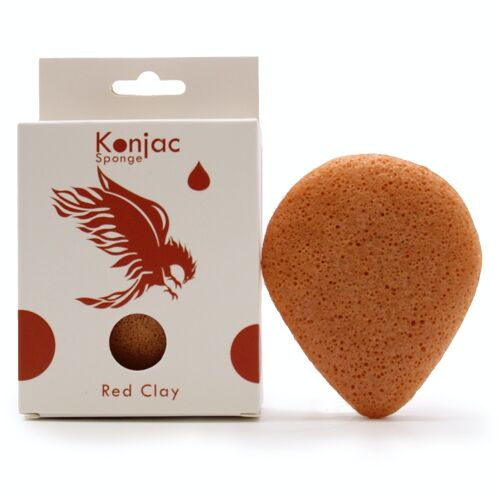 TKong-08 - Teardrop Konjac Sponge - Red Clay - Rejuvenating - Sold in 6x unit/s per outer