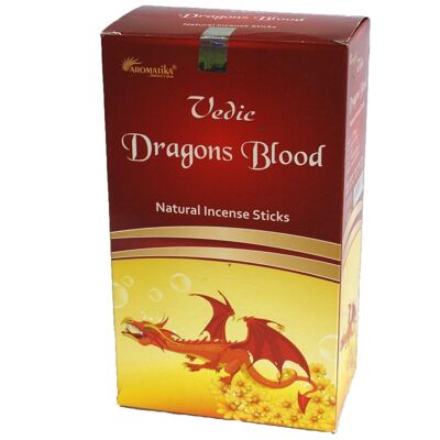vedic-16c - vedico - bastoncini di incenso - sangue di drago (scatola completa - 25 scatole da 12) - venduto in 300 unità/s per esterno