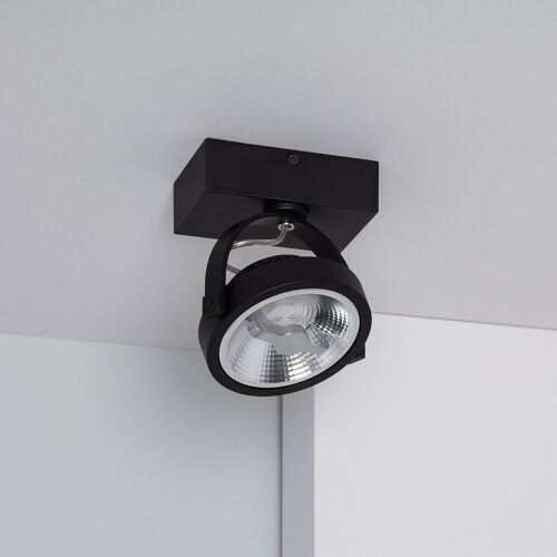 Ledkia Foco LED 15W CREE de Superficie Direccionable AR111 Regulable Negro Blanco Neutro 4000K