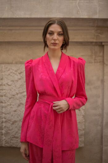 Veste tailleur jacquard rose SAMANTHA 2