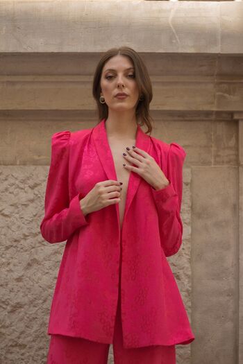 Veste tailleur jacquard rose SAMANTHA 3