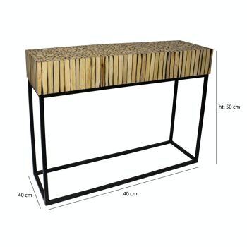 CONSOLE EN BRANCHE DE TECK AVEC DES PIEDS EN METAL NOIR 100X30XH75CM TAHAA 5