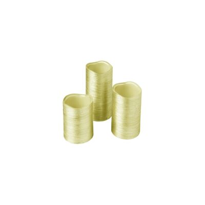 Ledkia Pack of 3 LED Candles Natural Wax Special Flame Gold