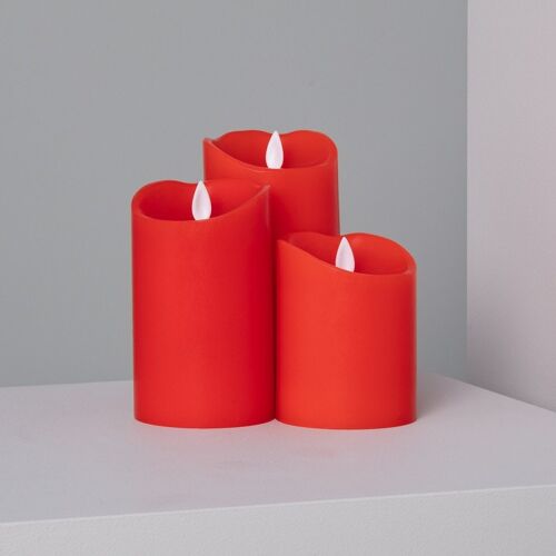 Ledkia Pack de 3 Velas LED Cera Natural Special Flame Rojo
