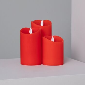 Ledkia Pack de 3 Bougies LED Cire Naturelle Spécial Flamme Rouge 1