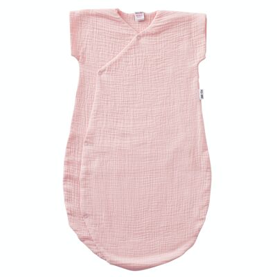 Lightweight kimono-shaped double gauze sleeping bag in plain blush pink