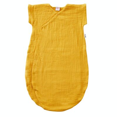 Lightweight kimono-shaped double gauze sleeping bag plain mustard