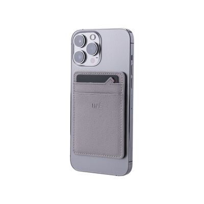 Iné Mini Taupe connected anti-RFID card holder - MagSafe compatible