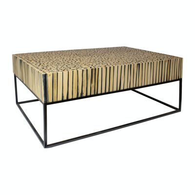 COFFEE TABLE IN TEAK BRANCHES WITH BLACK METAL LEGS 75X115XH42CM TAHAA