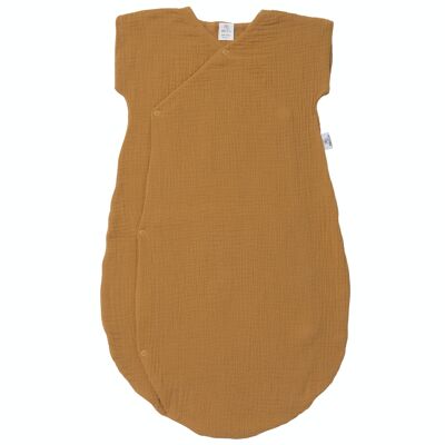 Lightweight kimono-shaped sleeping bag with double hazelnut gauze