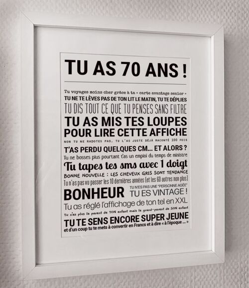 affiche "TU AS 70 ANS"