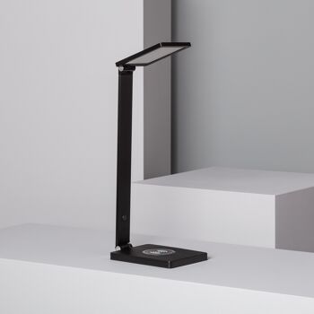 Ledkia Dimmable 8W Lampe de Bureau Flexo LED avec Chargeur Sans Fil Qi Smartphone Liberty Noir 1