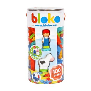 Tube 100 Bloko avec 2 Figurines 3D Ferme – Dès 12 Mois – Fabriqué en Europe – 503662 2