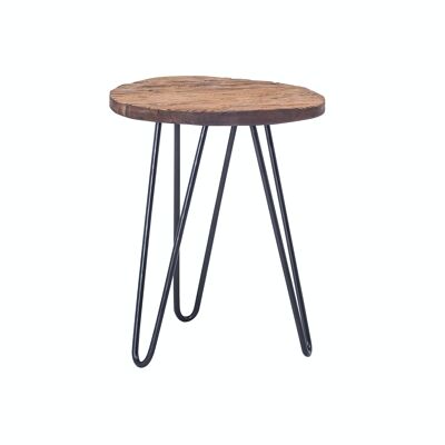 SIDE TABLE WITH A RECYCLED TEAK TOP AND BLACK METAL LEGS 40X40XH50CM IODIA