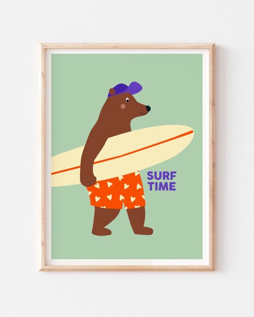 Affiche - décoration enfant - Surf time
