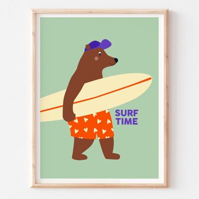 Affiche - décoration enfant - Surf time