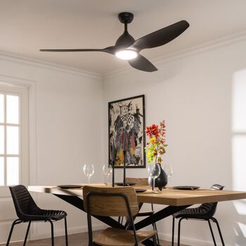 Ledkia Ventilateur de Plafond LED Elegant PRO Noir 163cm Moteur AC Sélectionnable (Chaud-Neutre-Froid) 3