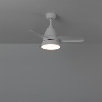 Ledkia Ventilateur de Plafond LED Industriel Blanc 91cm Moteur DC Blanc Neutre 4000K - 4500K 4