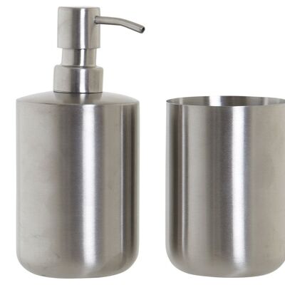 BATHROOM SET 2 STEEL 7,5X7,5X17 SILVER PB181591