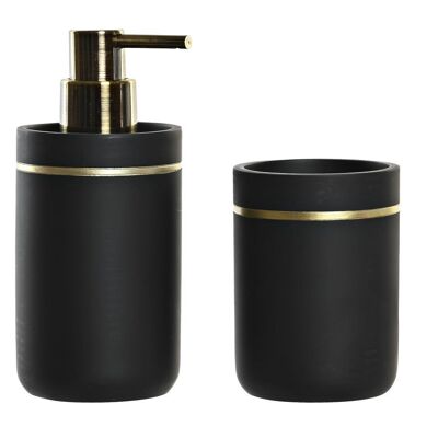 BATHROOM SET 2 RESIN 7X7X17 BLACK PB191671