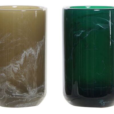 RESIN GLASS 7X7X11 SIMIL MARBLE 2 ASSORTED. PB191929