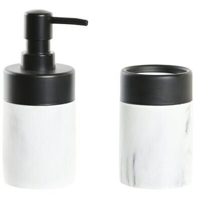 BATHROOM SET 2 RESIN METAL 7,2X7,2X16,4 WHITE MARBLE PB197299