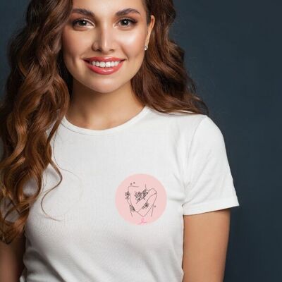 Rosa beflocktes Unisex-T-Shirt im Oktober