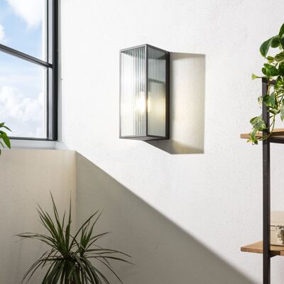 Ledkia Aplique de Pared Exterior Metal y Cristal Big Taiga Negro