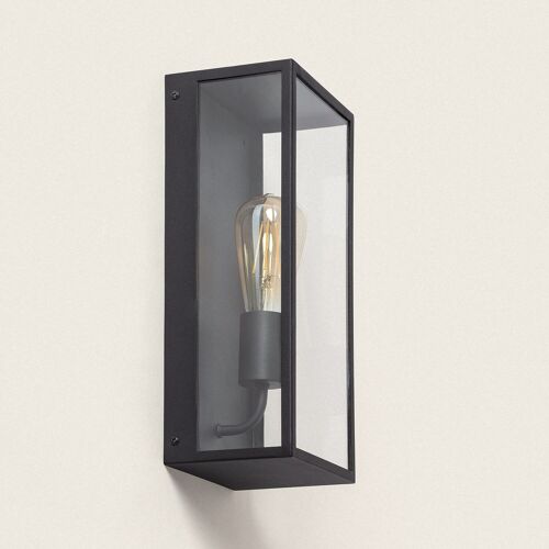 Ledkia Aplique de Pared Exterior Metal y Cristal Zeila Negro