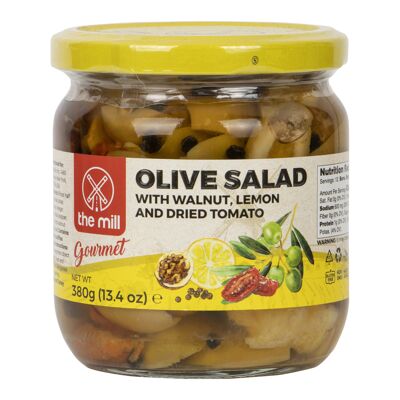 Le Moulin Salade Gourmande aux Olives Pot de 380 g - Aux noix, citron et tomates séchées