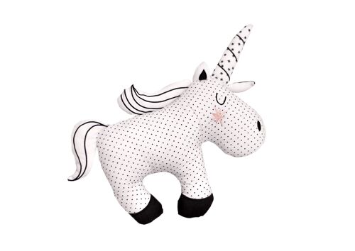 Monochrome unicorn cushion