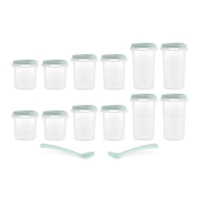 Miniland Set 12 Hermisized Mint (200, 250 and 330ml). Hermesized pack with 2 spoons for baby feeding