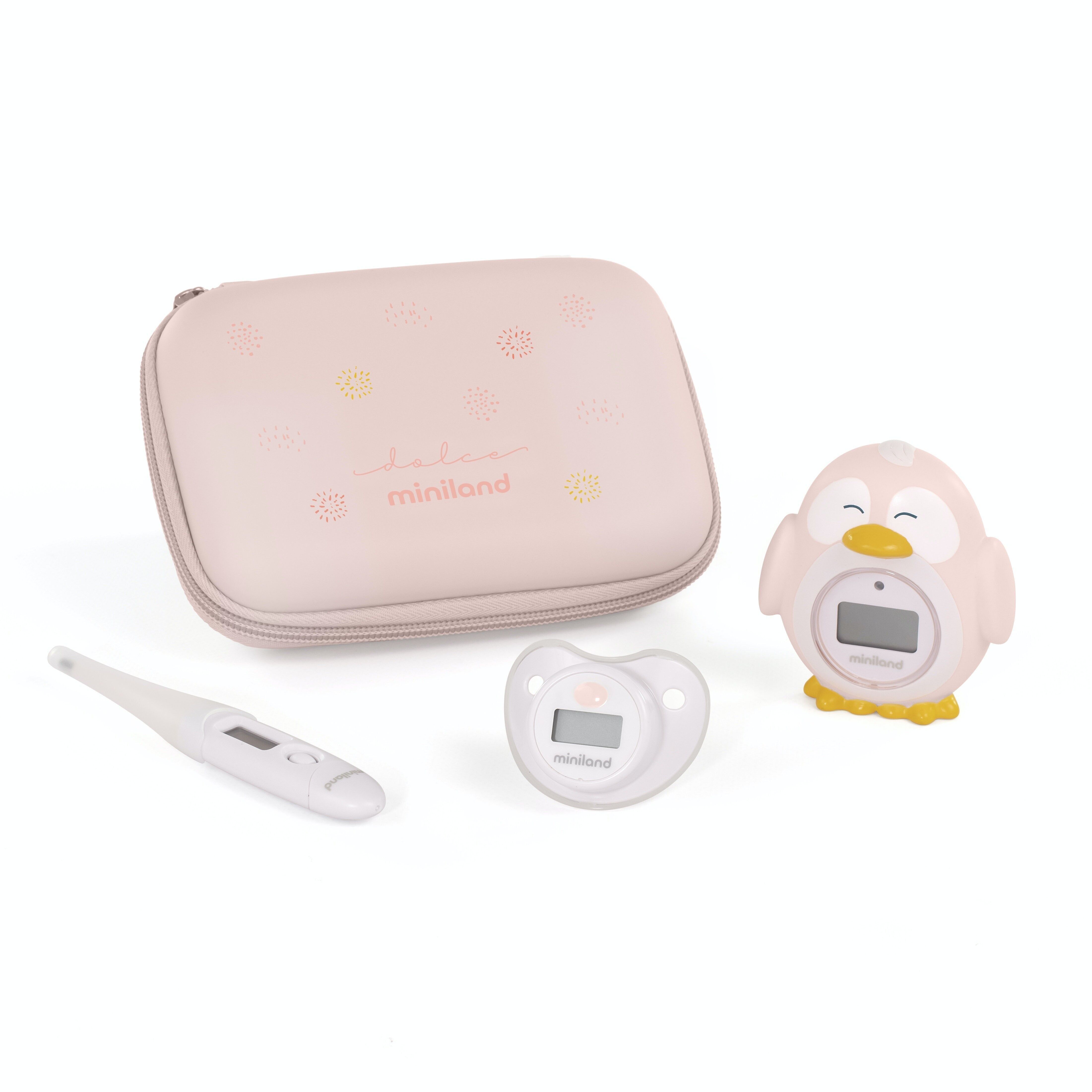 Kit termico Miniland Dolce Candy. Set di tre termometri per diversi usi in una pratica borsa