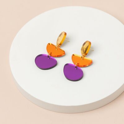 Boucles d'oreilles en acrylique miroir Pebbles, boucle d'oreille en perspex pendante