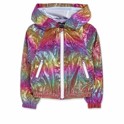 Pink hologram flat jacket for girl Paradiso beach - KG04C302P1