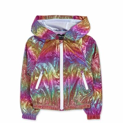 Pink hologram flat jacket for girl Paradiso beach - KG04C302P1