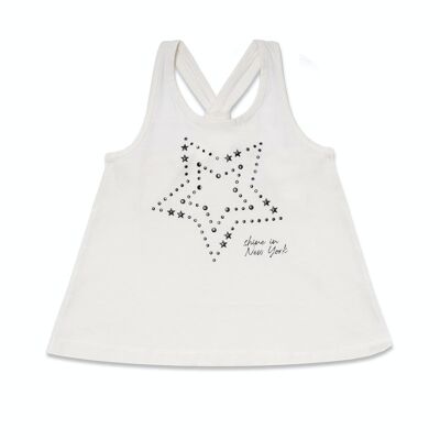 Débardeur blanc en maille pour fille One day in NYC - KG04T604W1