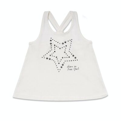 Weißes Strick-Tanktop für Mädchen „One Day in NYC“ – KG04T604W1