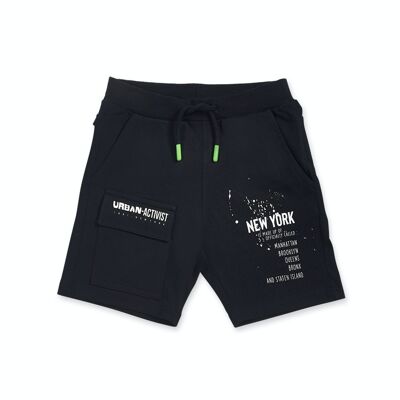 Bermuda en maille noire pour garçon Urban Activist - KB04H503X1