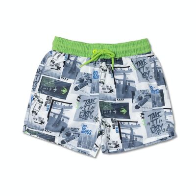 Weiß bedruckte Bermudashorts für Jungen von Urban Activist – KB04W501W1