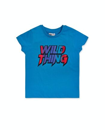 T-shirt bleu en maille pour garçon Wild thing - KB04T603B4 1