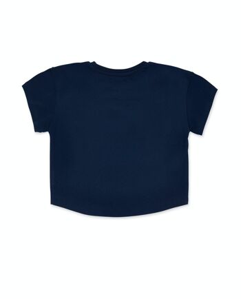 T-shirt bleu en maille pour fille Bad influencer - KG04T504N3 2