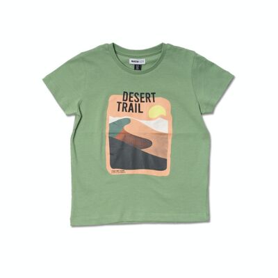 T-shirt in maglia verde deserto trail per bambino - KB04T102V1