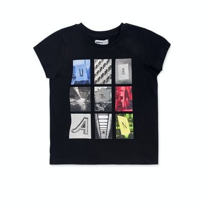 T-shirt urbana in maglia nera per bambino Urban Activist - KB04T504X1