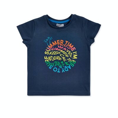 T-shirt in maglia blu navy per bambino Beach Days - KB04T405N2