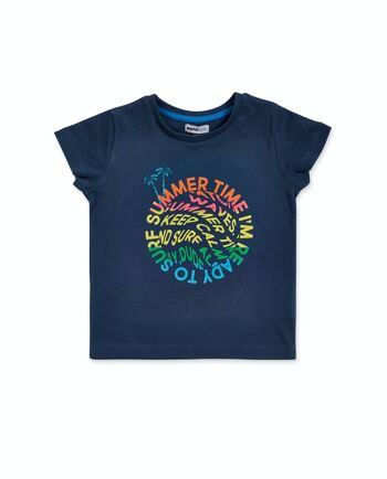 T-shirt bleu marine en maille garçon Beach Days - KB04T405N2 1