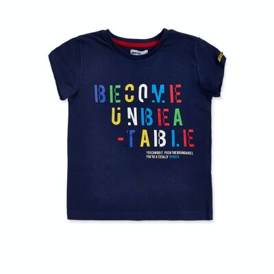 T-shirt in maglia blu navy per bambino Your game - KB04T302N1