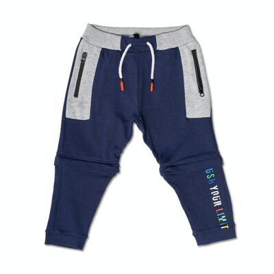 Long navy blue knitted trousers for boy Your game - KB04P301N1